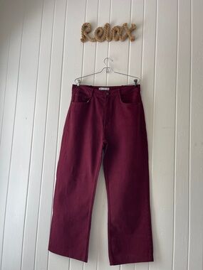 Zara Wide Leg High-Rise Jeans in Deep Burgundy 12. 32x28